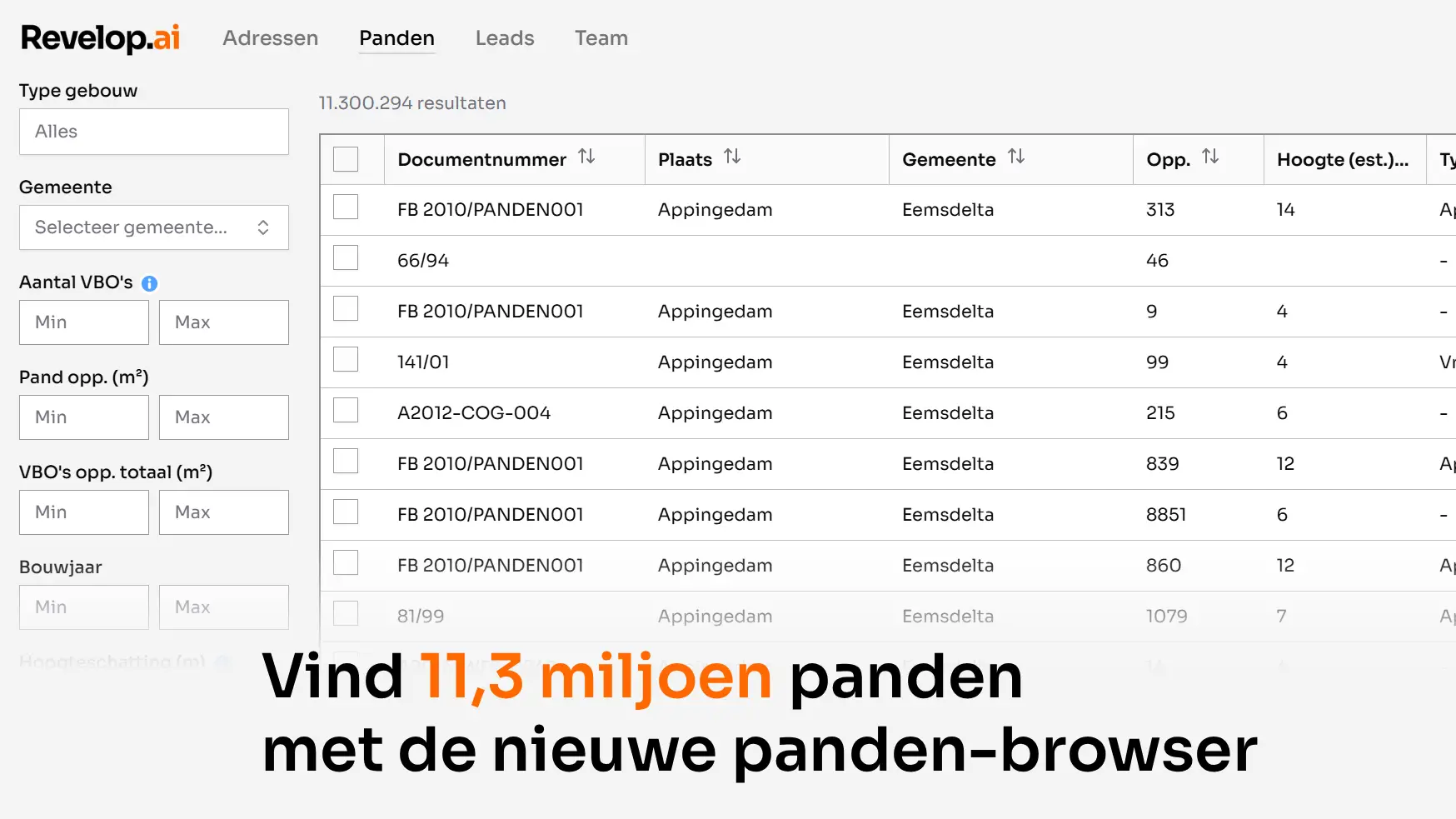 Update 1.1: Panden zoeken